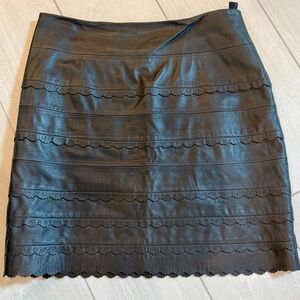Etcetera Black 100% Leather Textured Pencil Skirt